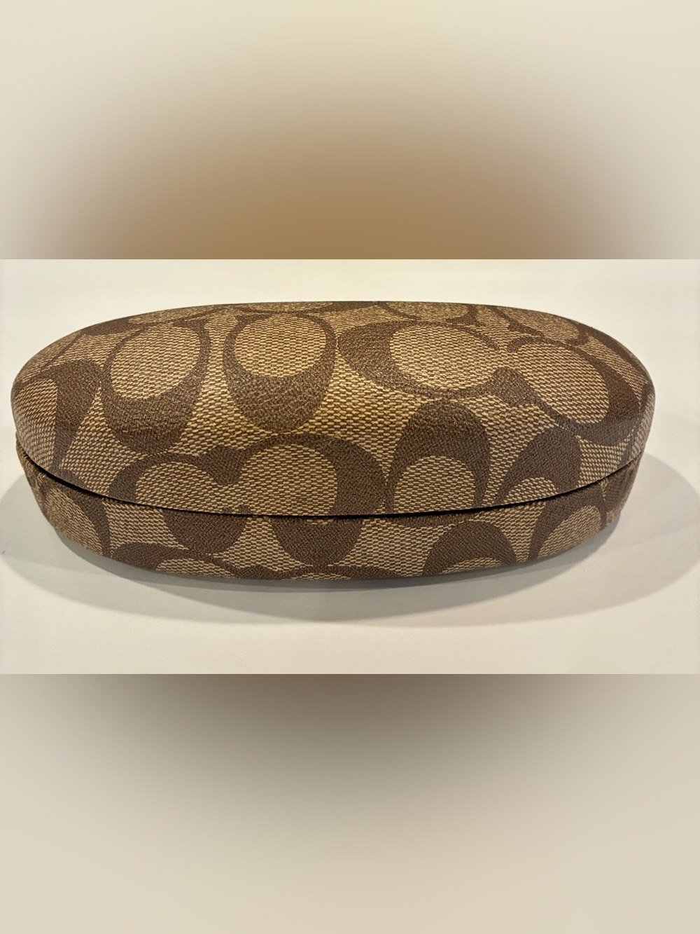 Coach Signature C Pattern Brown Tan Hard Eyeglasses Sunglasses Case